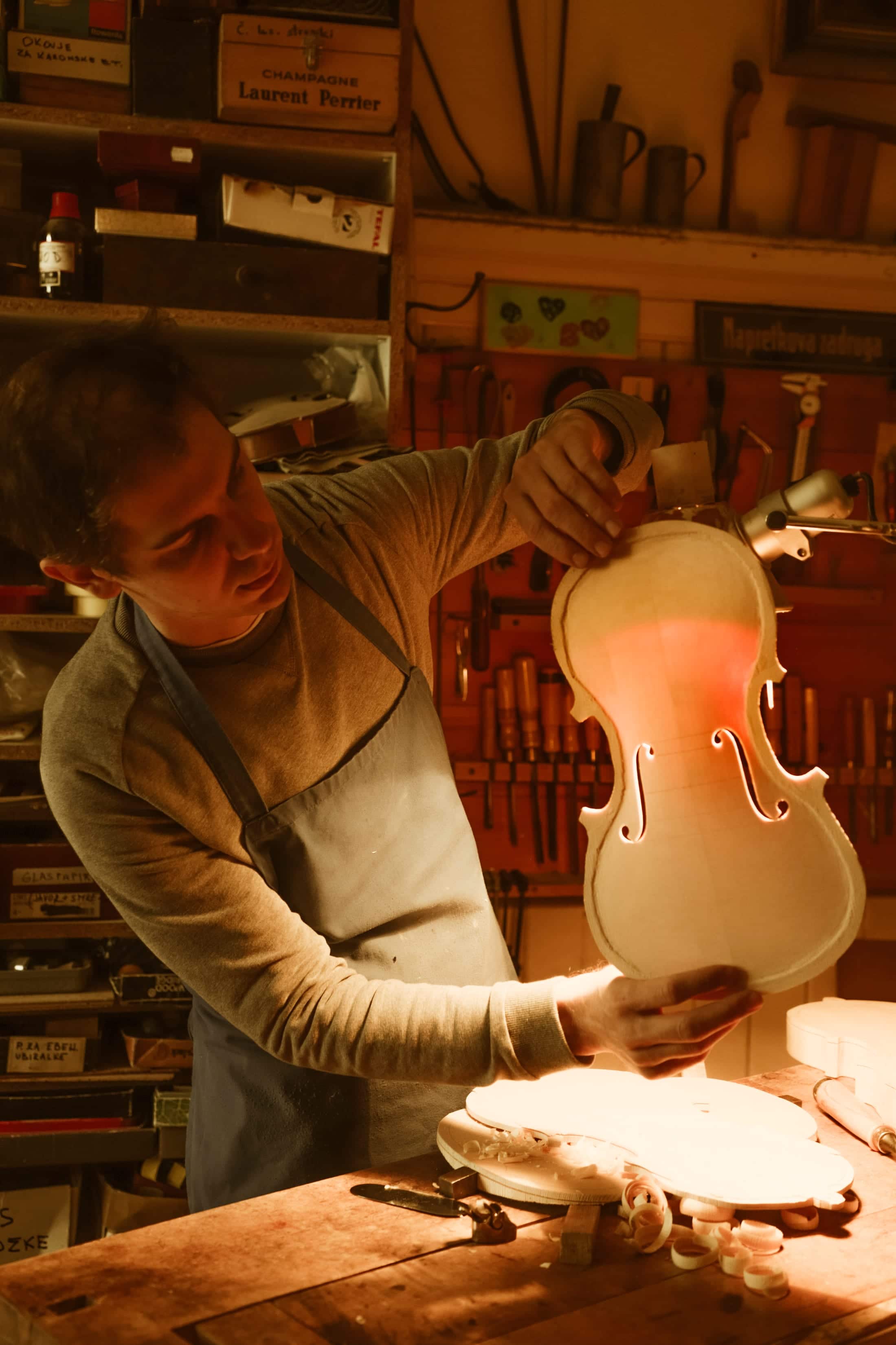 Luthier at work in the workshop